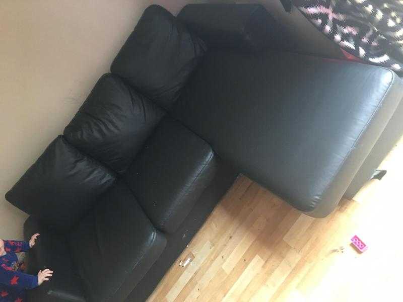 Black corner leather sofa