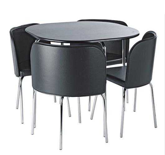 Black dining table and 4 chairs