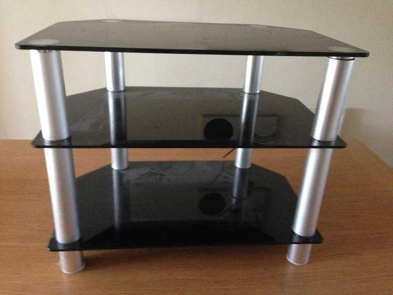 Black glass Chrome TV stand