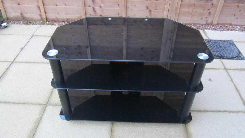 Black Glass  Corner TV Stand