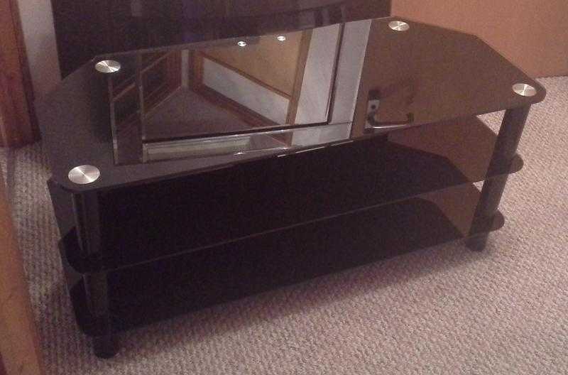 Black Glass TV Corner Unit