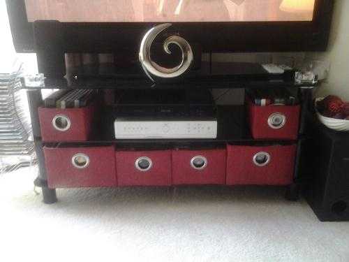 Black glass TV stand