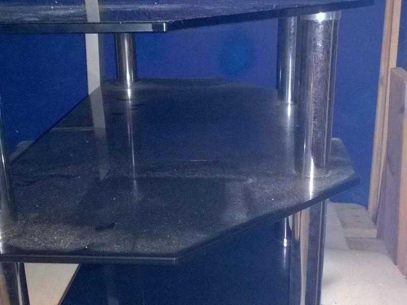 Black glass TV stand