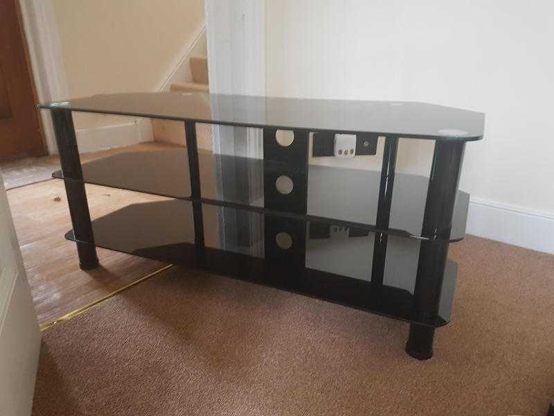 Black glass TV stand