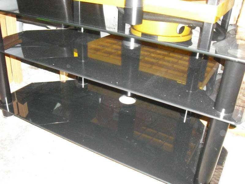 Black glass TV stand