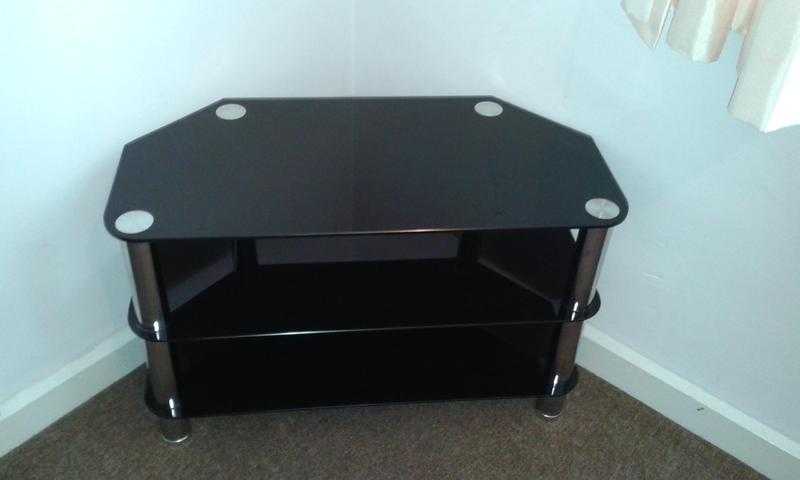 black glass tv stand