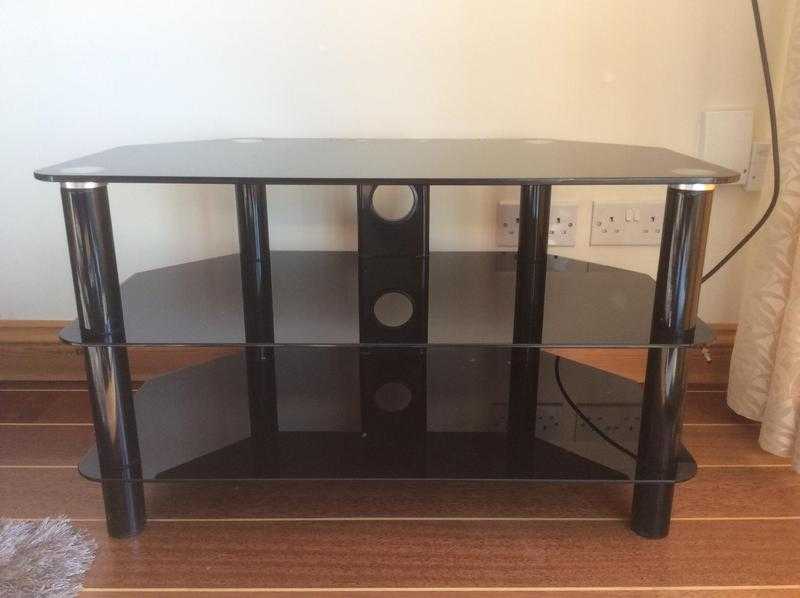 BLACK GLASS TV STAND