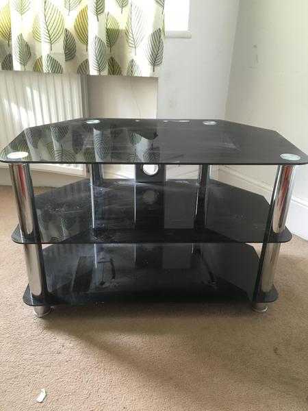 Black glass TV stand