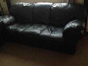 Black Leather 2 amp 3 sofa039s for sale