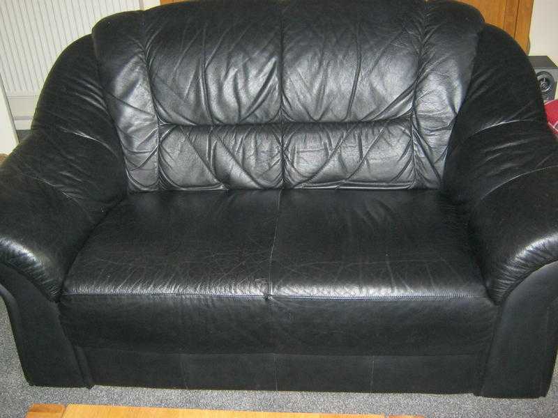 Black Leather 3 Piece Suite Modern Style