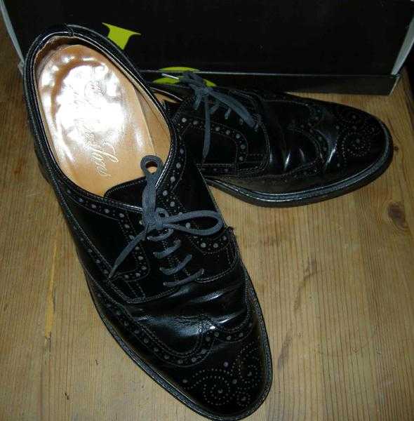 Black leather brogues by Loakes - Size 10