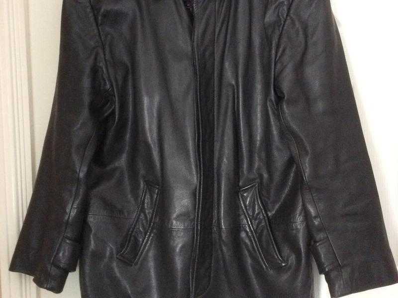 Black leather coat, large