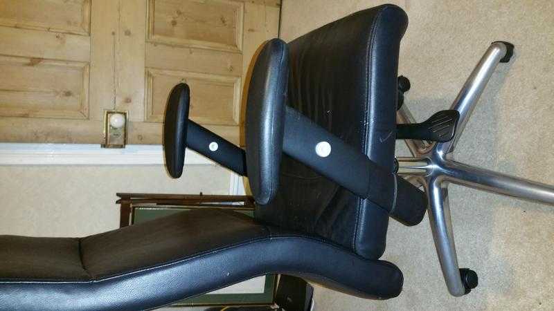 Black, leather facing, swivel office chair