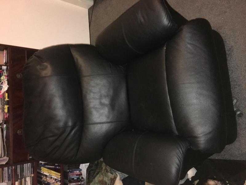 Black leather power recliner