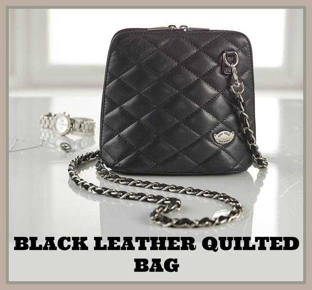 BLACK LEATHER QUILTED BAG