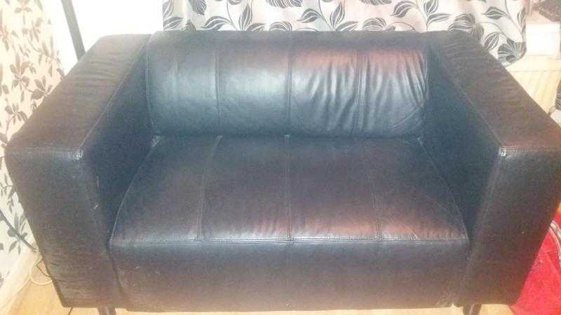 Black leather sofa