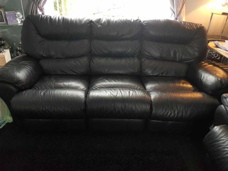 Black leather sofa