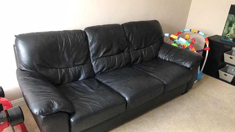 Black leather sofa