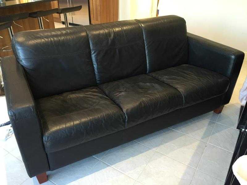 Black leather sofa