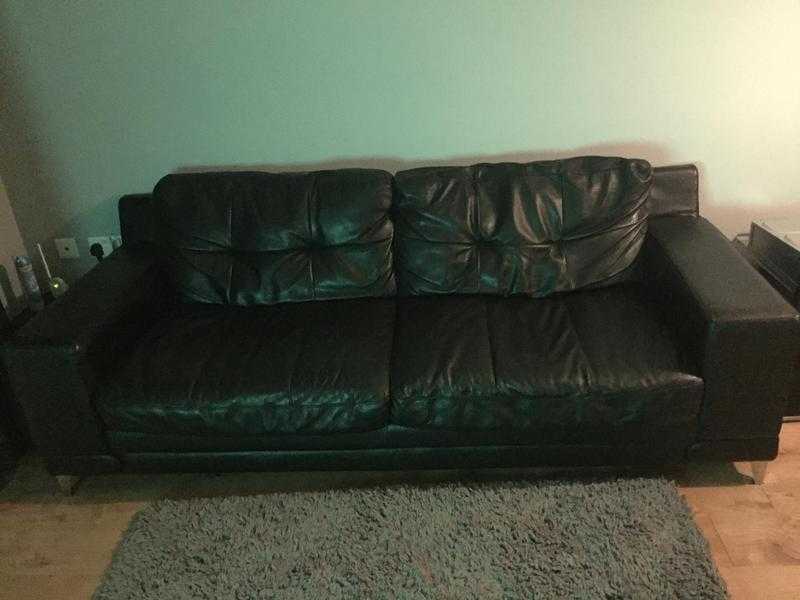 Black Leather sofa and chair for sale