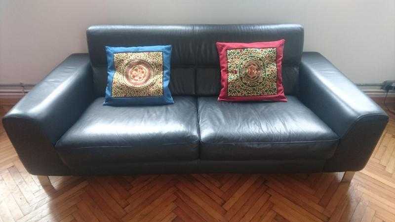 Black Leather Sofa Set (3 seater  2 seater)