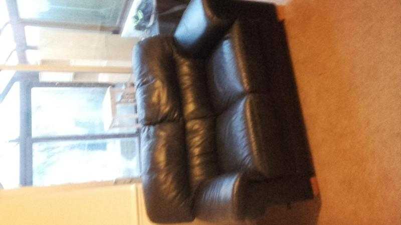 Black leather two seater