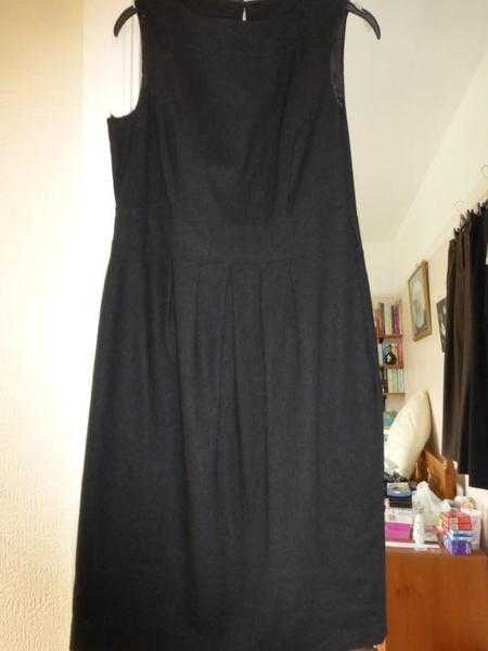 BLACK LINEN-MIX DRESS - SIZE 14