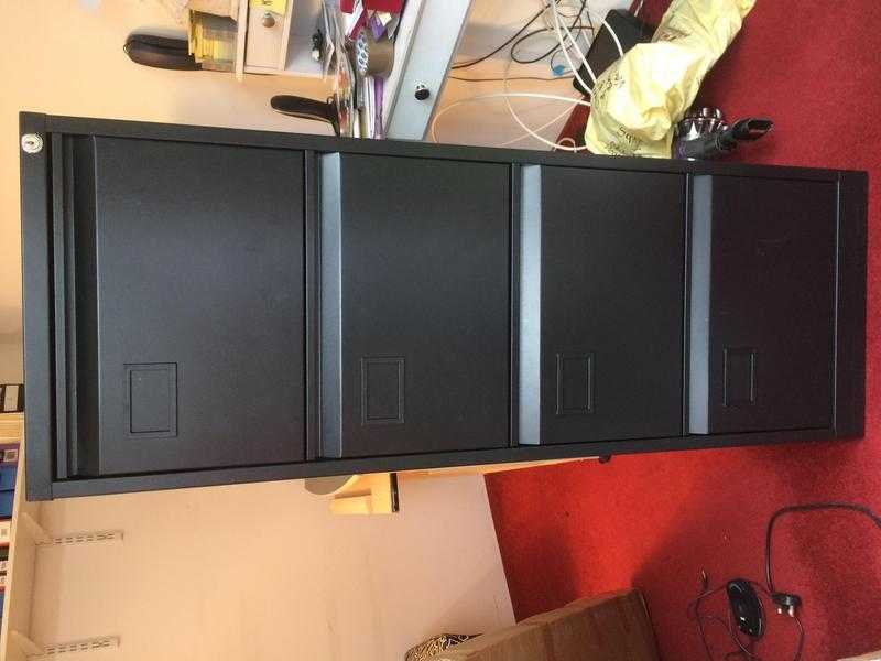 Black Metal Four Drawer Filing Cabinet