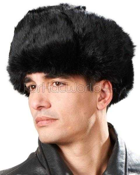 Black Rabbit Fur Ushanka Hat