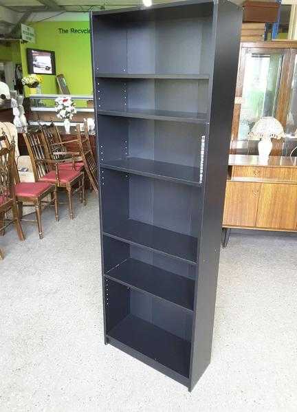 Black Shelving Unit  Bookcase  DVD Rack With 5 Adjustable Shelves - Local Delivery Service 19