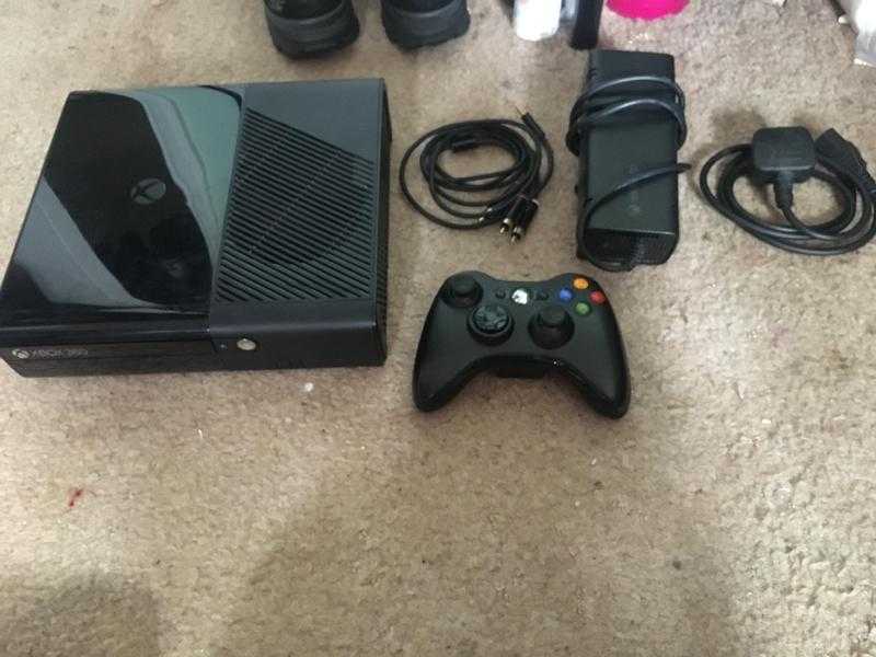 Black Xbox 360 with 10 games