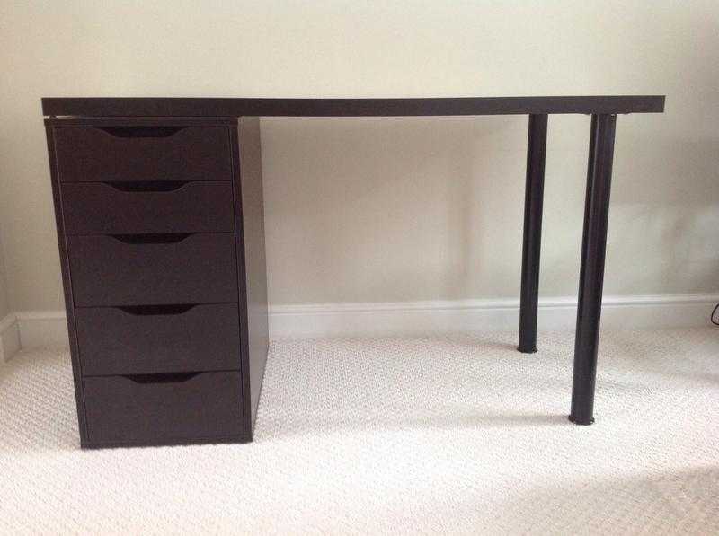 BlackBrown Desk with separate drawer unit