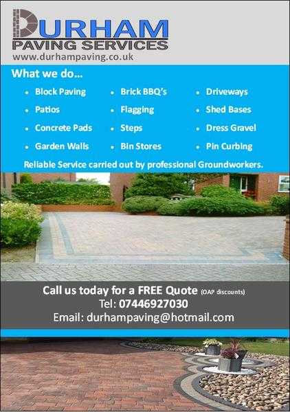 Block Paving, Driveways and Groundwork Srvices covering the Northeast