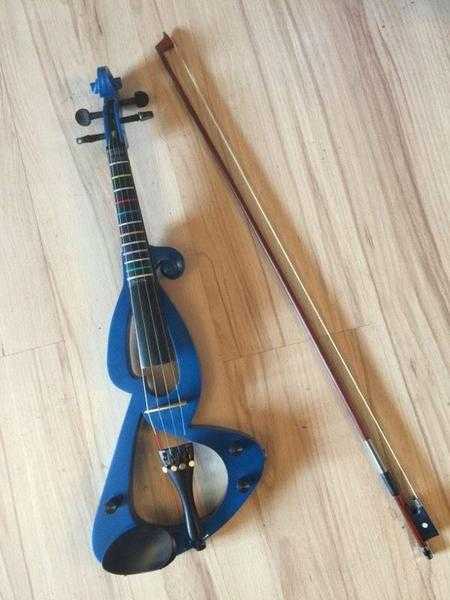 Blue Electric Violin - includes bow and beginners finger markers