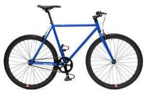 Blue fixed gear fixie road bike