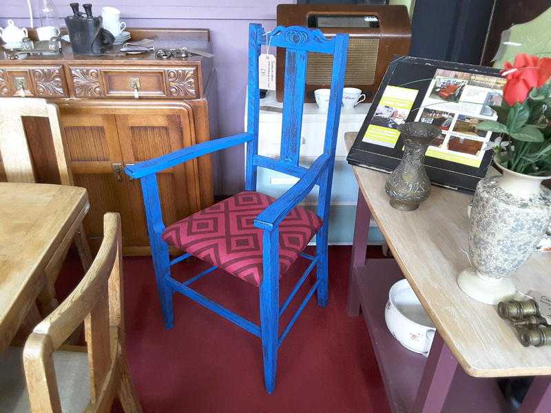 Blue Painted amp Upholstered Chair By The RGFs Restoration Team