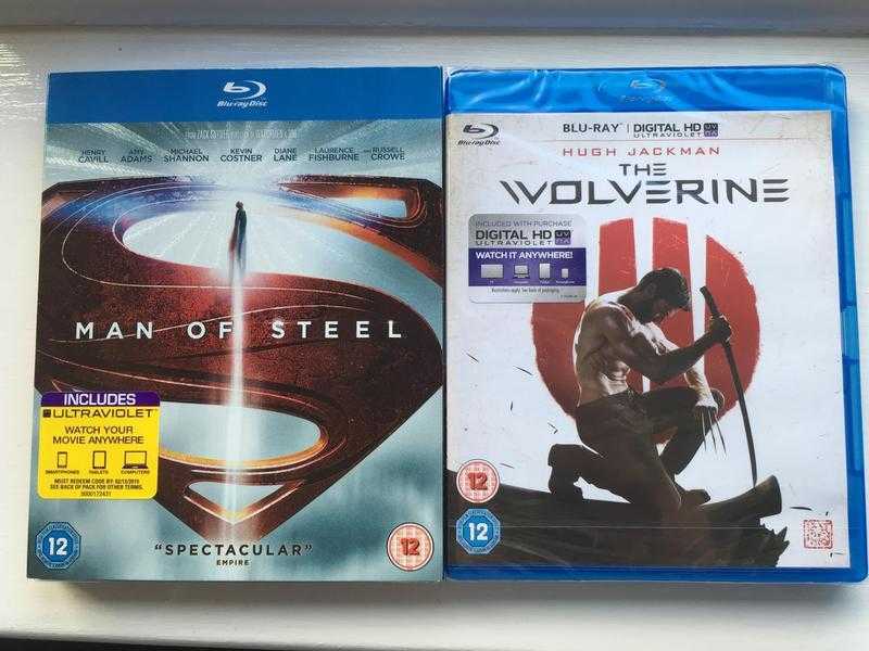 Blue Ray - Man of Steel (Superman) and The Wolverine - Still Sealed