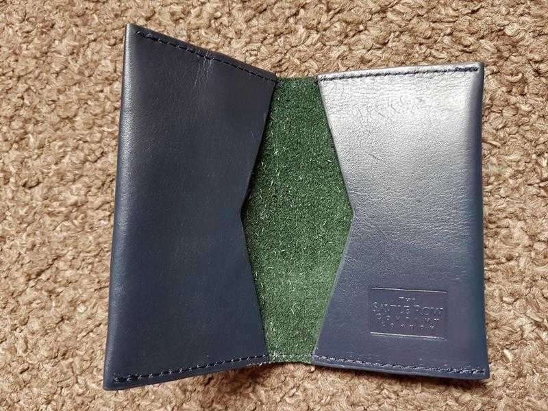 Blue Savile Row Leather Card Holder with Contrast Suede Inner