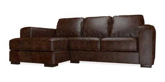 BNWT NEXT Armitage leather chaise left hand ( 4 seats ) cuba dark brown RRP 1599