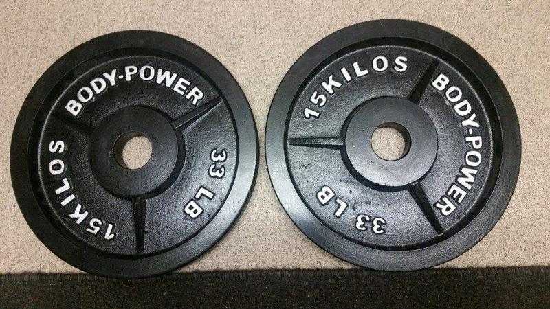 Body-Power Olympic weight plates 2 x 15 KG not cheap very gd quality and as new