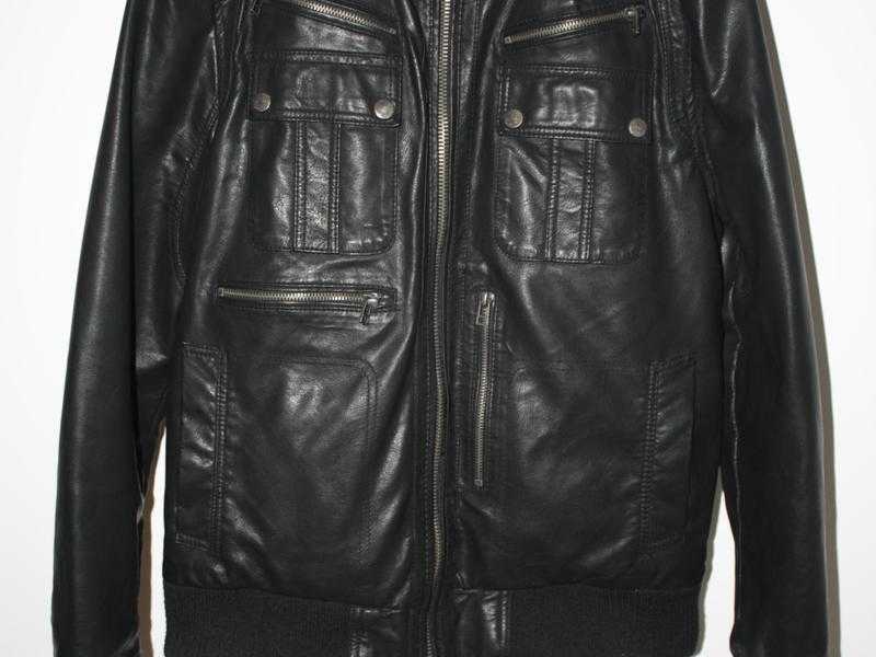 BOMBERBIKER FAUX-LEATHER JACKET