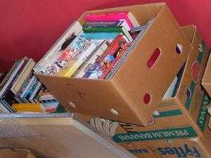 Box of assorted mixed fiction books - thrillers, chick lit etc.