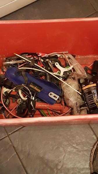 box of bicycle parts