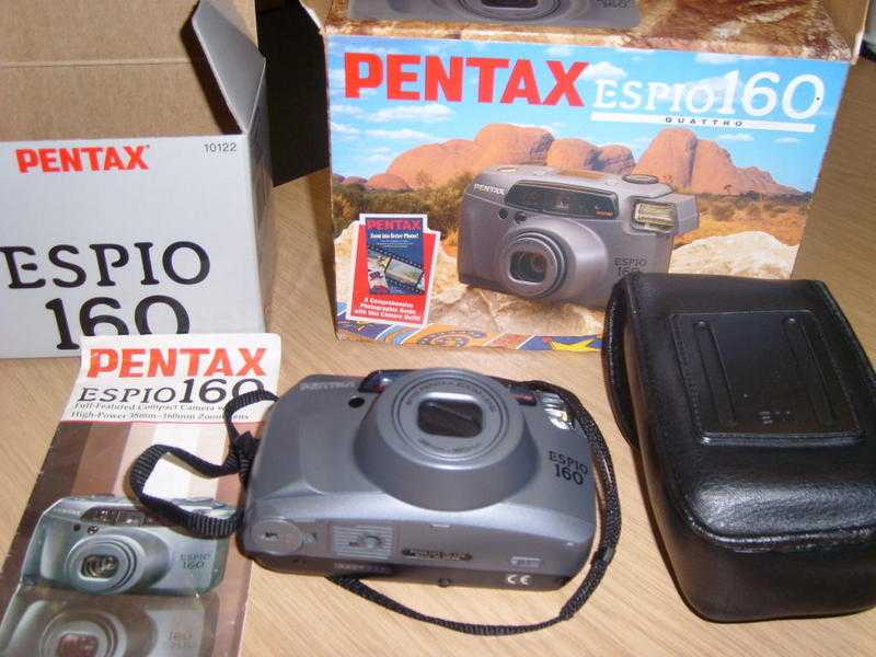 BOXED PENTAX ESPIO 160 QUATTRO 35MM FILM CAMERA38-160MM SMC LENSPANORAMA 28J12