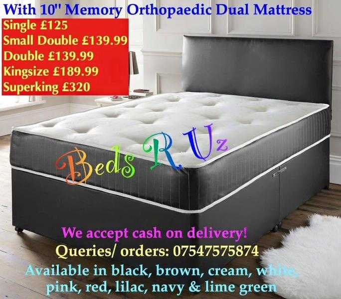 Brand New Beds With Headboard amp 10quot Memory Orthopaedic Dual Mattress