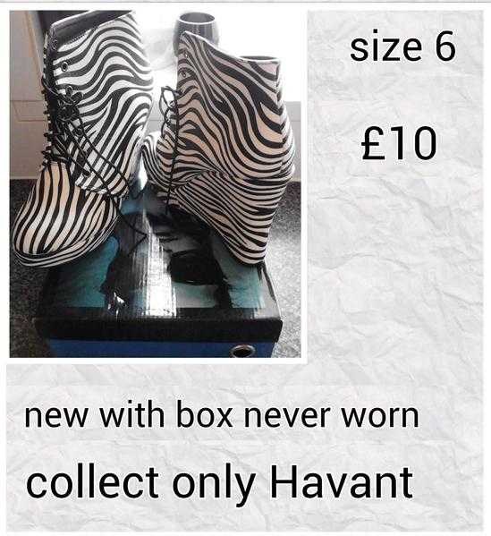 brand new black and white zebra boots