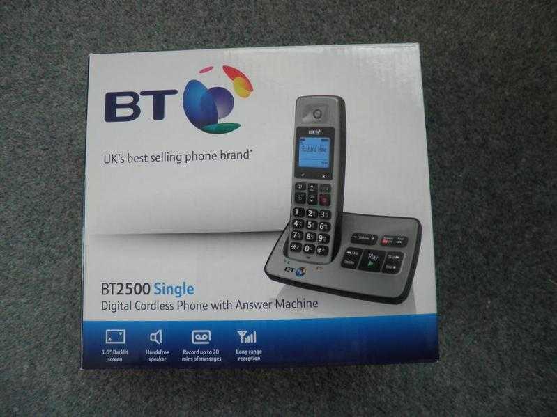 BRAND NEW BT2500 CORDLESS PHONE WITH ANSWERPHONE.