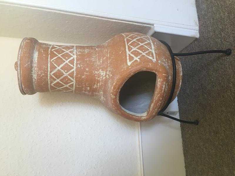 Brand new ceramic chimnea with lid and stand