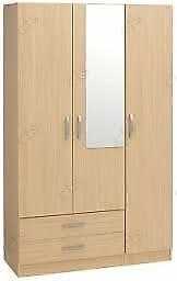 BRAND NEW FULLY ASSEMBLED 3 DOOR WARDROBE IN CENTER MIRROR OPTION