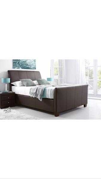 Brand new king size ottoman bed in brown leather